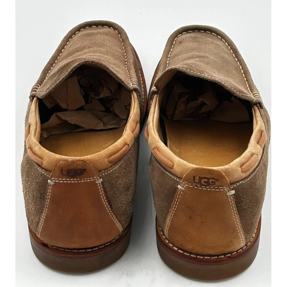 UGG Loafers Mens Size 9 Brwn Suede Shearling Slip-On Comfort Shoes Core Wardrobe